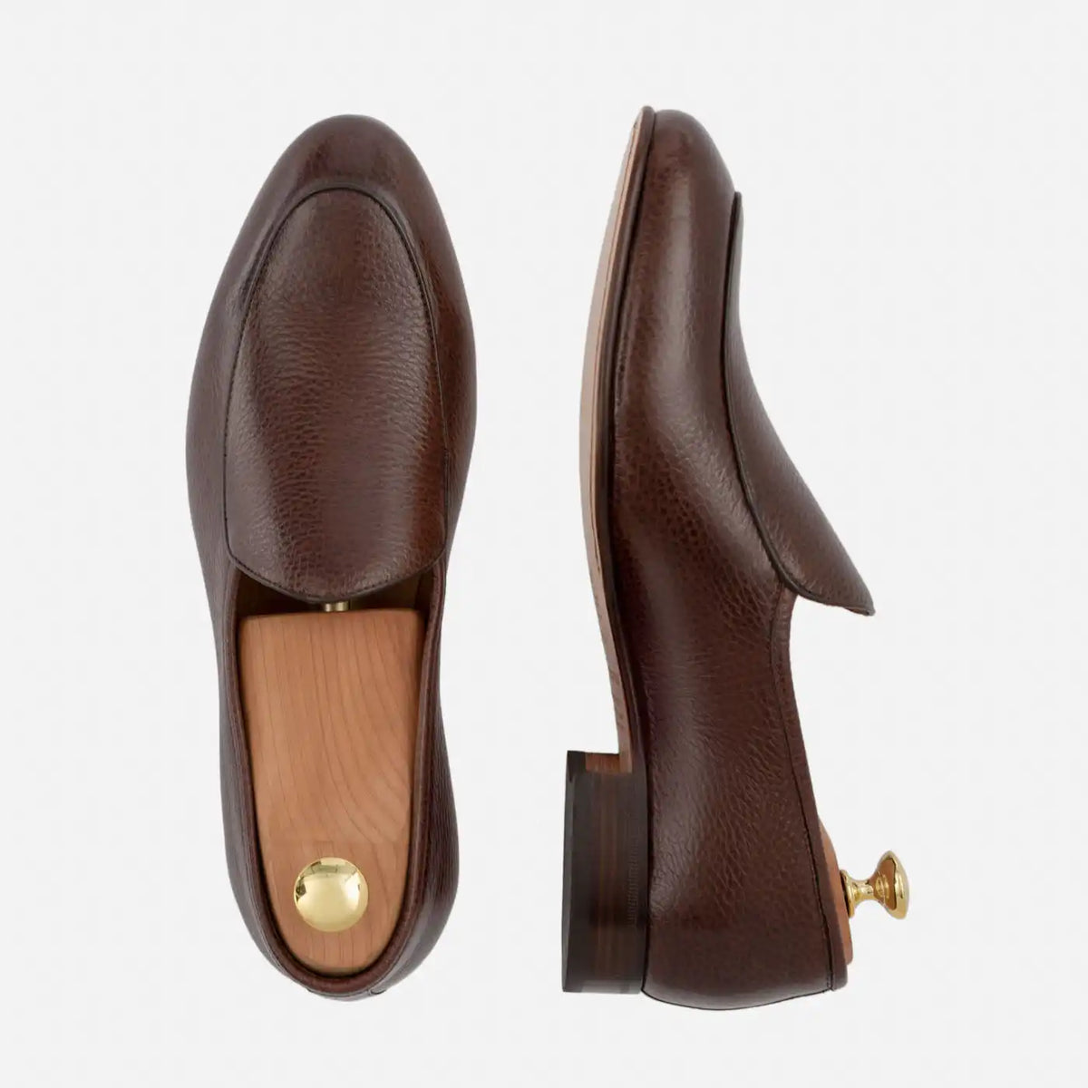 Vincent Belgian Loafers - Pebbled Leather - Men's