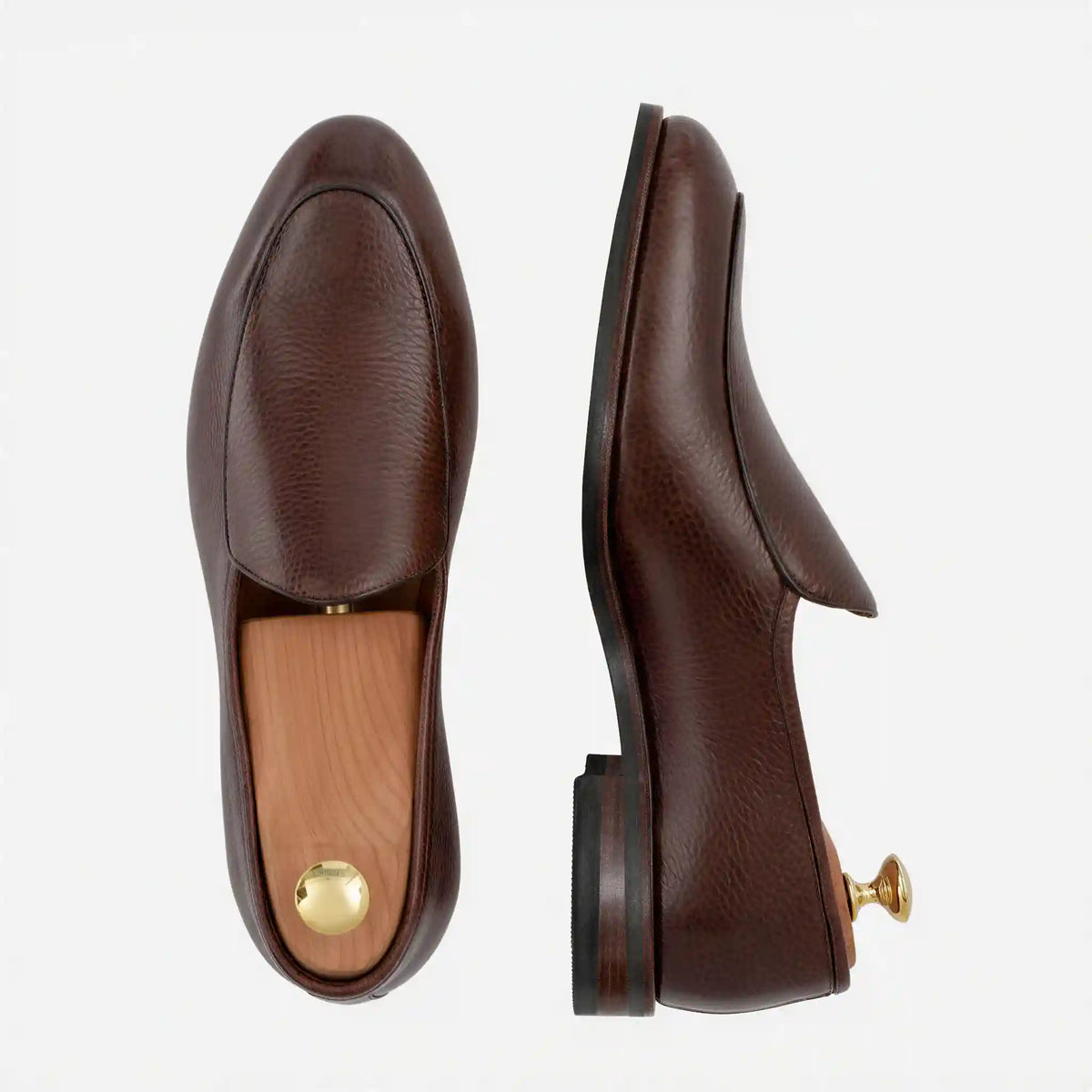 Vincent Belgian Loafers - Pebbled Leather - Men's